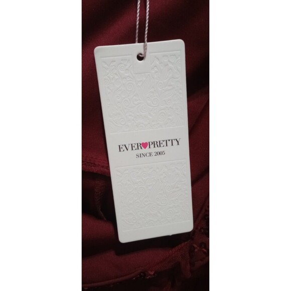 Ever Pretty Mermaid Dress Burgundy Sequin Hoco Prom V-Neck Cap Sleeve XXL NWT - Picture 5 of 5